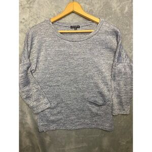 Chances R Gray Heathered Knit 3/4 Sleeve Top‎ with Pockets Size M